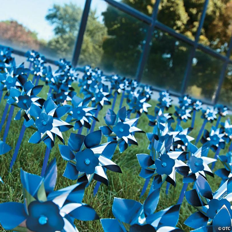 13" Blue & Silver Plastic Pinwheel Spinning Toys - 36 Pc.