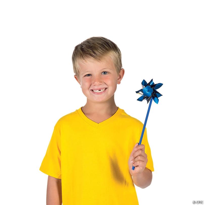 13" Blue & Silver Plastic Pinwheel Spinning Toys - 36 Pc.