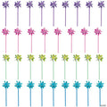 13" Bright Blue, Green, Pink & Purple Plastic Pinwheels - 36 Pc.