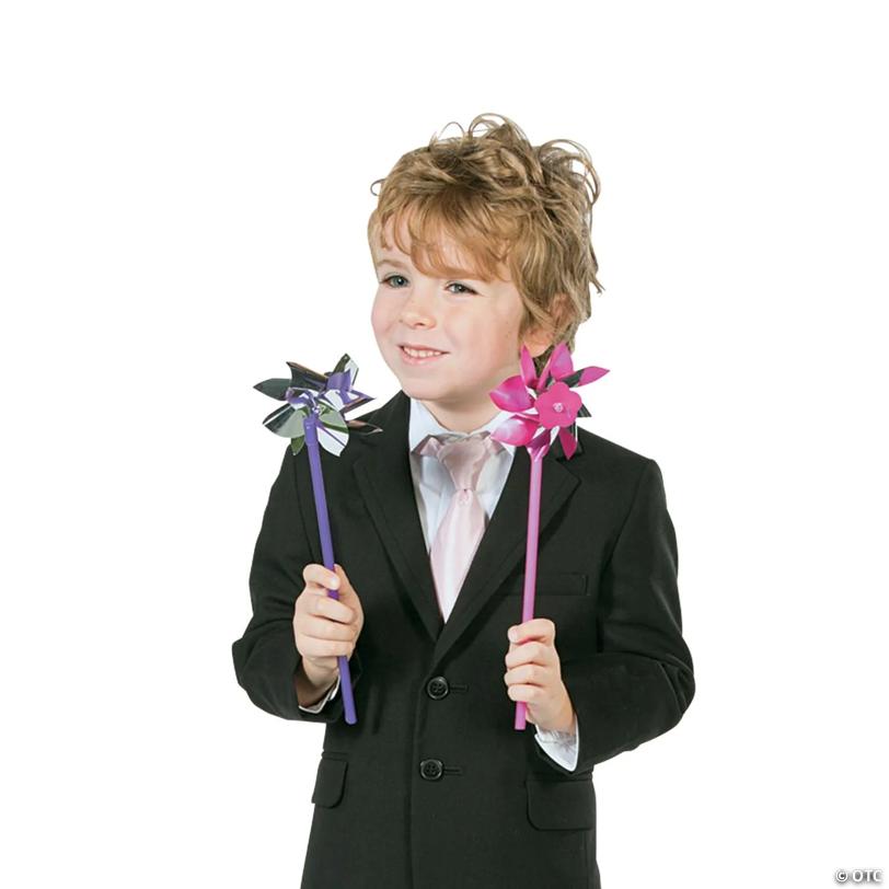 13" Bright Blue, Green, Pink & Purple Plastic Pinwheels - 36 Pc.