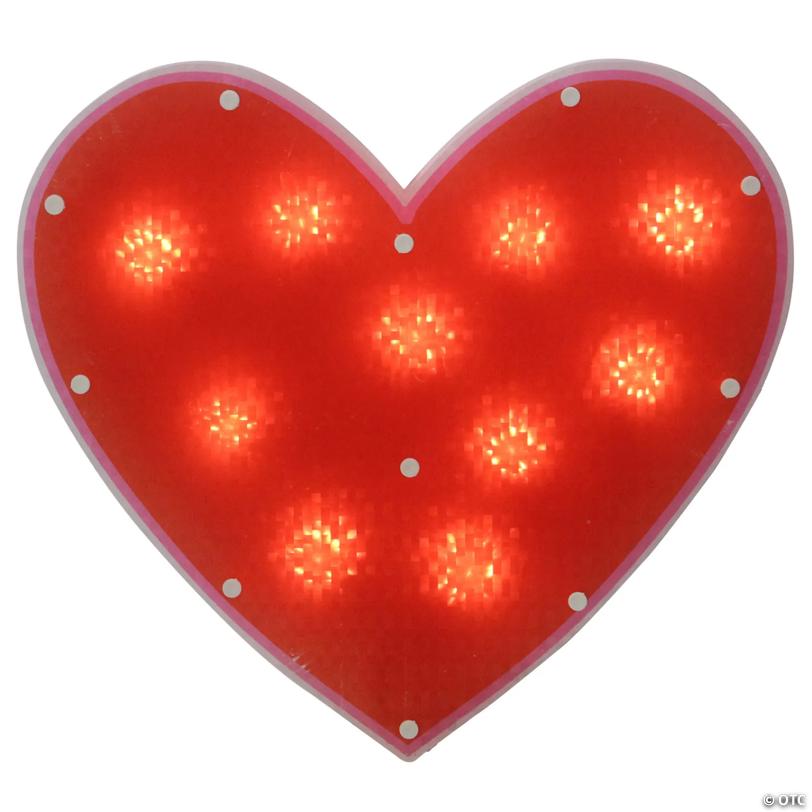 13" Lighted Shimmering Red Heart Valentine's Day Window Silhouette Decoration
