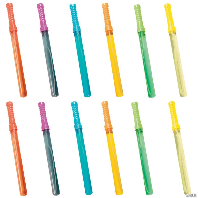 14" Bright Colors Big Plastic Bubble Wands - 12 Pc.