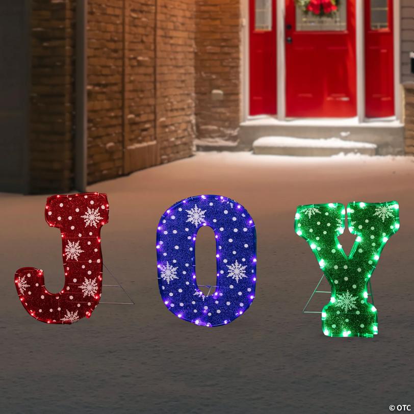 14" LED Lighted Traditional Colored 'Joy' Outdoor Christmas Decoration