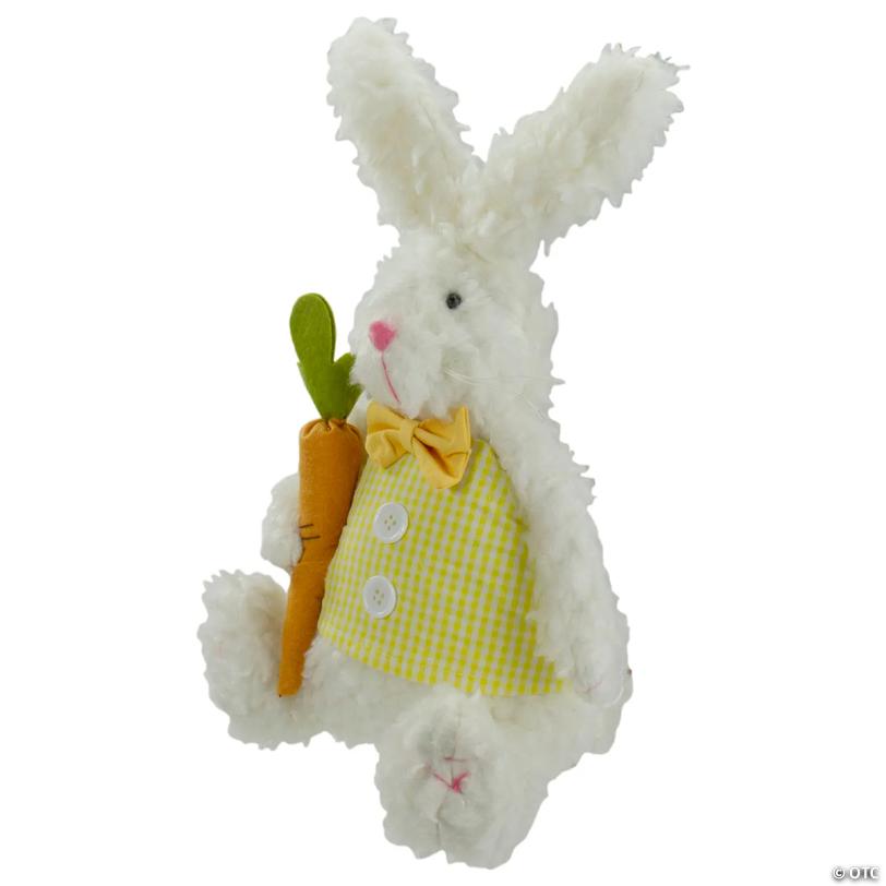 14" Plush White Easter Bunny Rabbit Holding a Carrot
