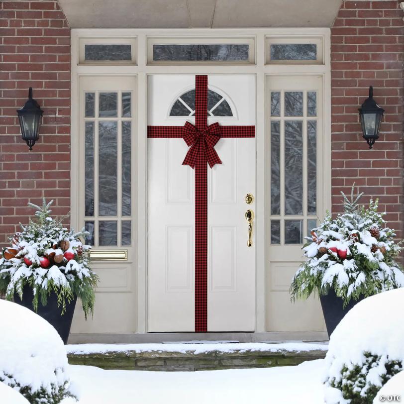 14' Red Buffalo Plaid Christmas Door Bow