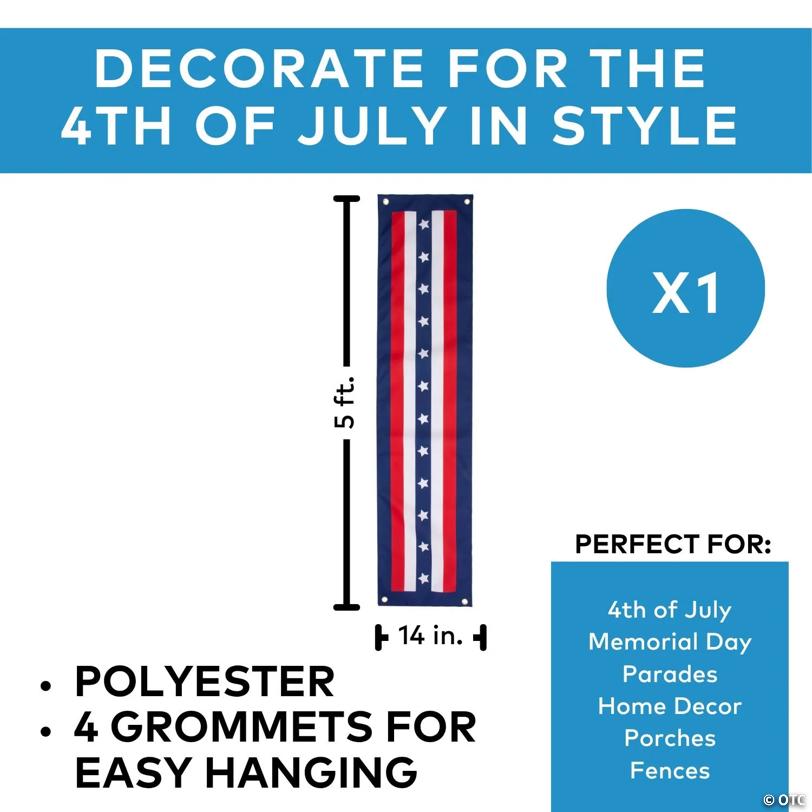 14" x 5 ft. Jumbo Traditional Patriotic Stars & Stripes Polyester Canvas Pillar Bunting