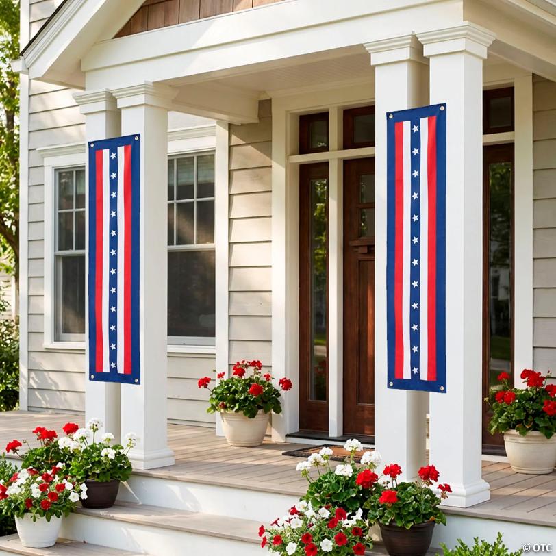 14" x 5 ft. Jumbo Traditional Patriotic Stars & Stripes Polyester Canvas Pillar Bunting
