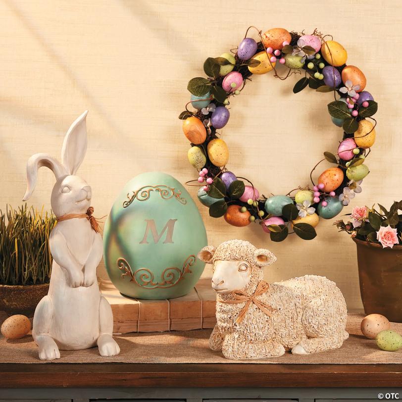 15 1/2" Rustic Lily Long Ears Resin Bunny Figure