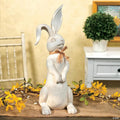 15 1/2" Rustic Lily Long Ears Resin Bunny Figure