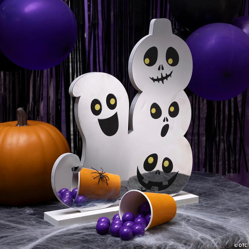 15 1/4" Halloween Happy Ghost & Jack-O'-Lantern Plastic Infinity Light