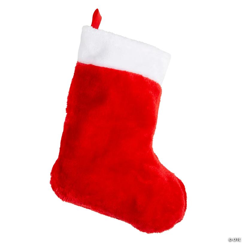 15" Bright Red Plush Polyester Classic Christmas Stocking