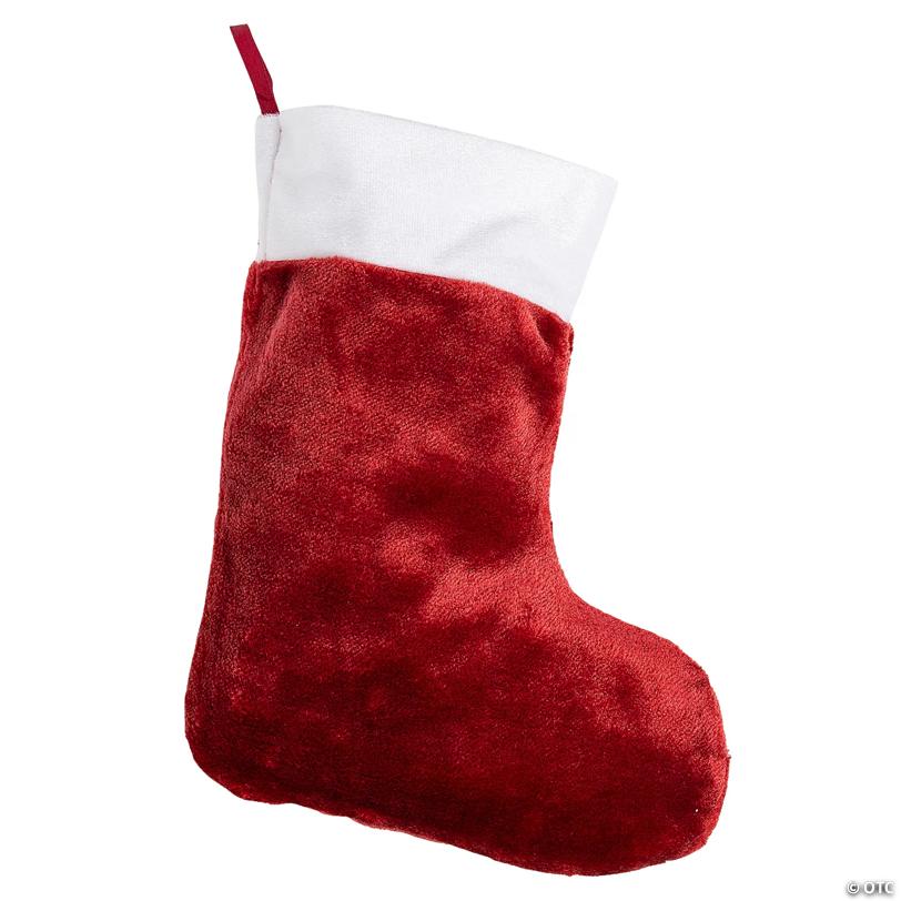 15" Burgundy Plush Polyester Classic Christmas Stocking