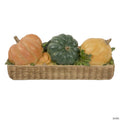 15" Faux Rattan Basket with Pumpkins Thanksgiving Table Top Decoration