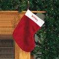 15" Personalized Red Plush Christmas Stocking with White Trim