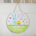 15" diam. Personalized Easter Whimsy Round Wooden Door Sign