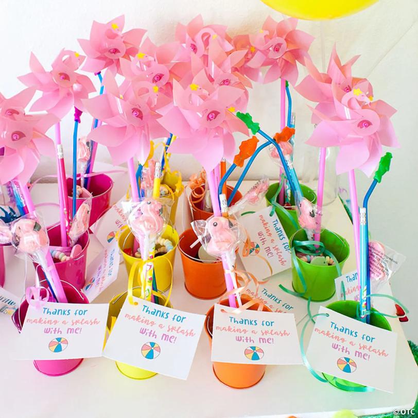16 1/2" Pink Flamingo Party Plastic Pinwheels – 36 Pc.