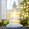 16 1/2" White Light-Up Honeycomb Tissue Paper Christmas Tree Decoration