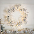 16" Light-Up White Winter Artificial Wreath Christmas Decoration