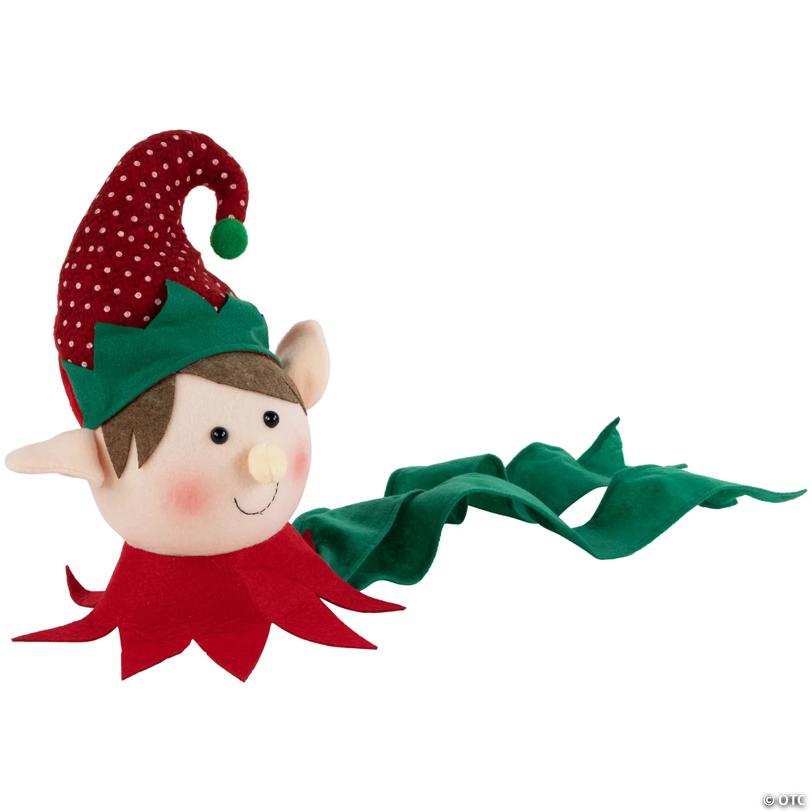 16" Plush Red and Green Elf Christmas Tree Topper  Unlit