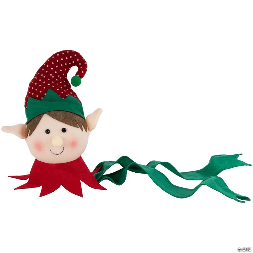 16" Plush Red and Green Elf Christmas Tree Topper  Unlit