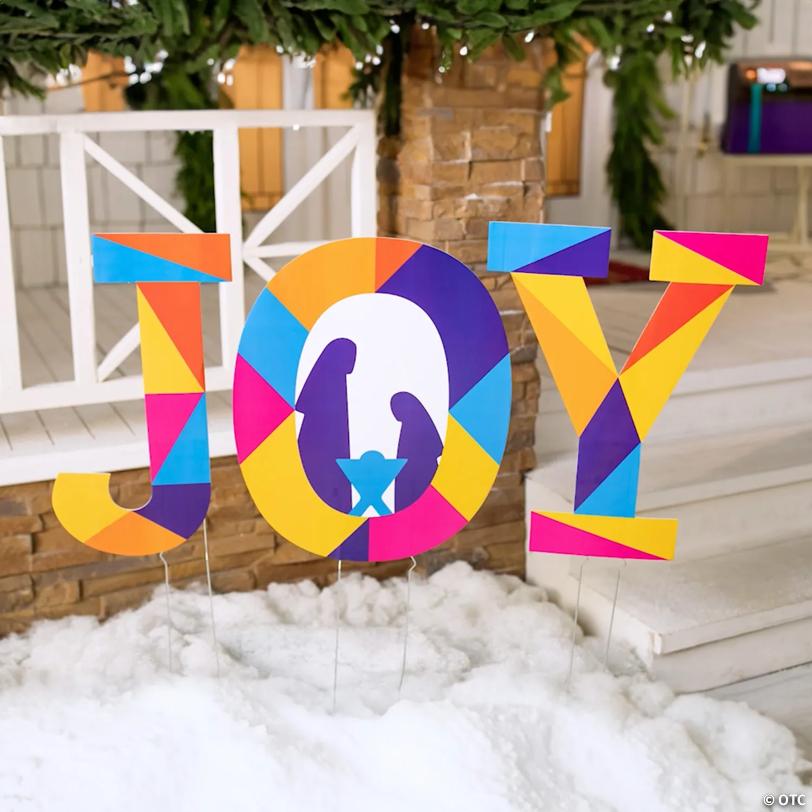 16" x 20 1/2" Bright Colors Nativity Joy Yard Stakes - 3 Pc.