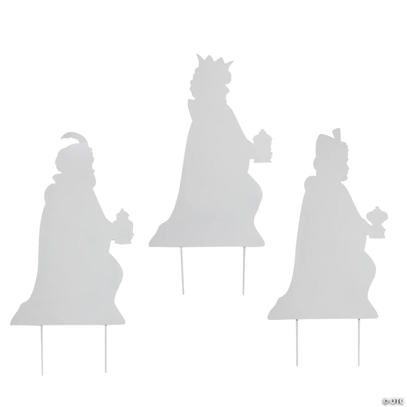 16" x 25" White Metal Wise Men Nativity Yard Stake Decorations - 3 Pc.