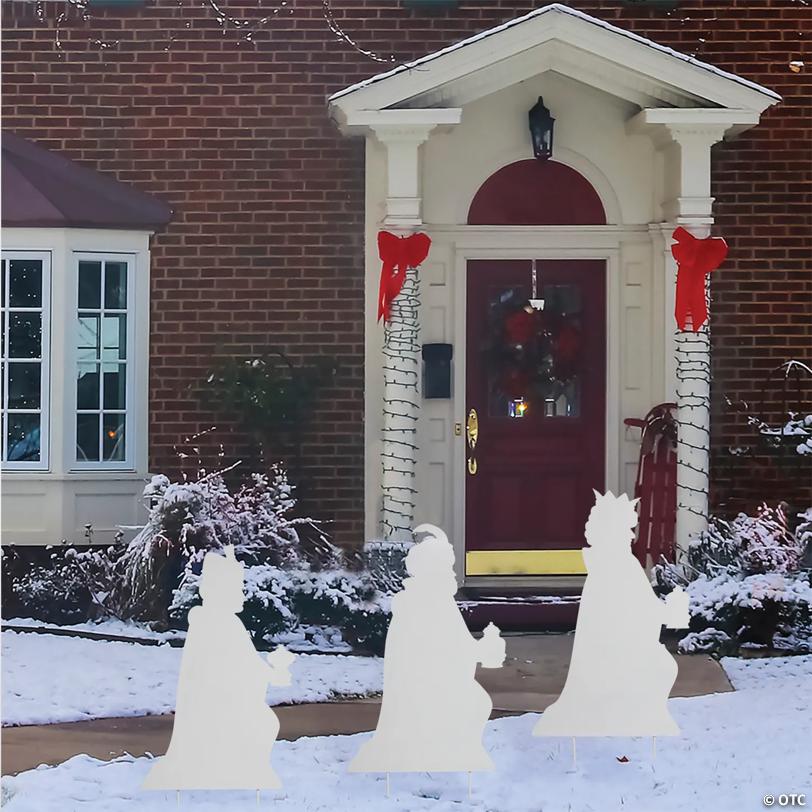 16" x 25" White Metal Wise Men Nativity Yard Stake Decorations - 3 Pc.