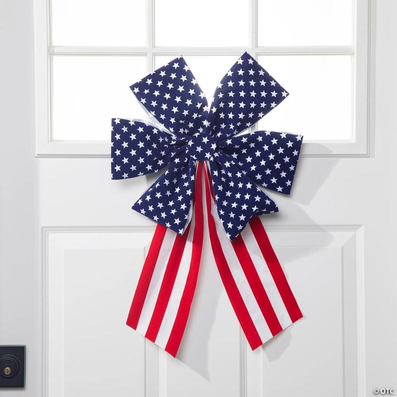 16" x 26" Patriotic American Flag Polyester Flocked Bows – 6 Pc.