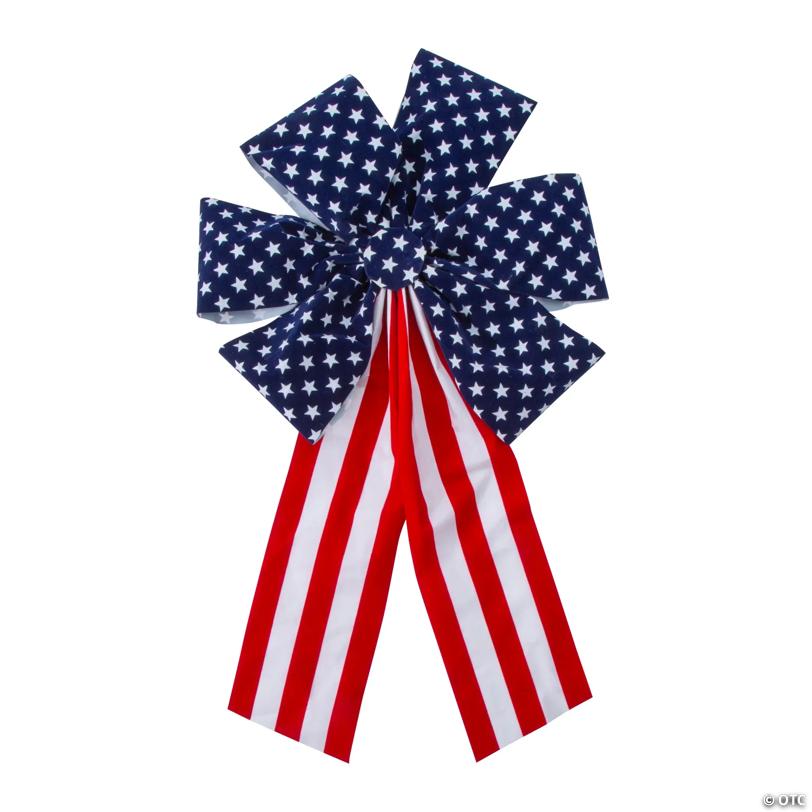 16" x 26" Patriotic American Flag Polyester Flocked Bows – 6 Pc.