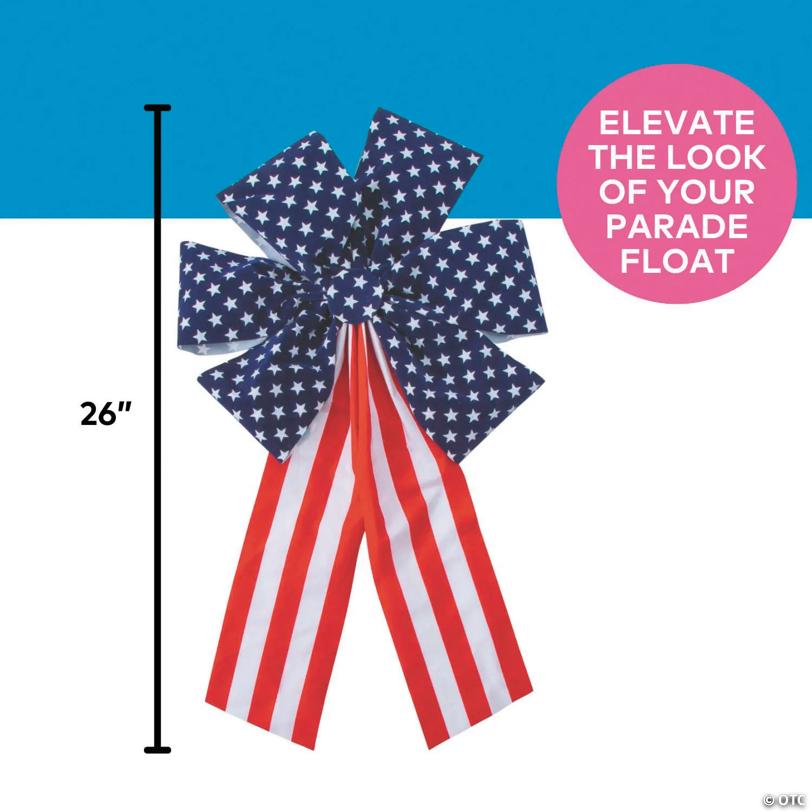 16" x 26" Patriotic American Flag Polyester Flocked Bows – 6 Pc.