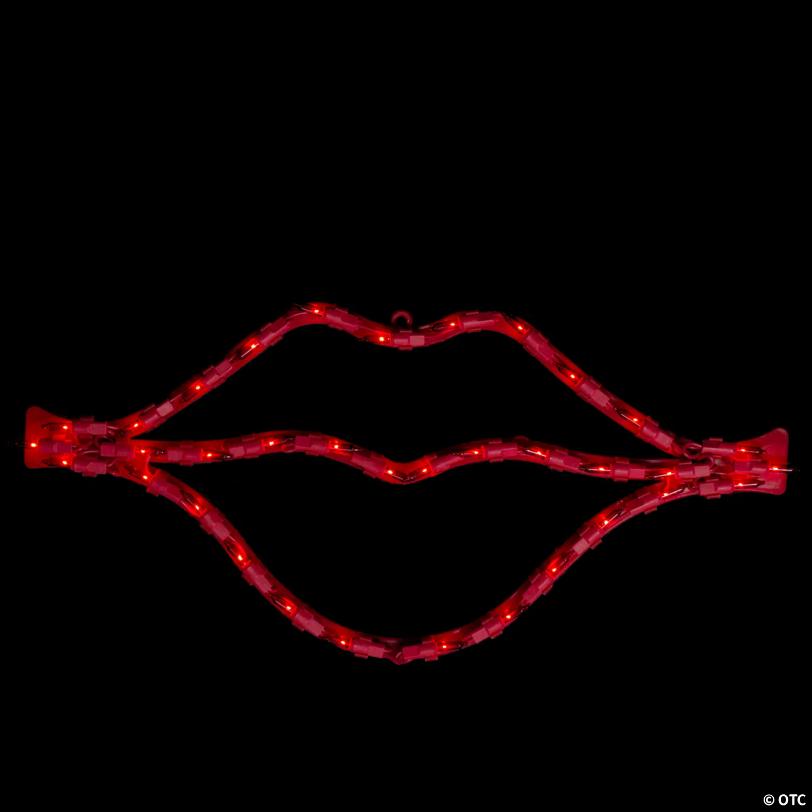 17.5" Lighted Red Lips Valentine's Day Window Silhouette Decoration