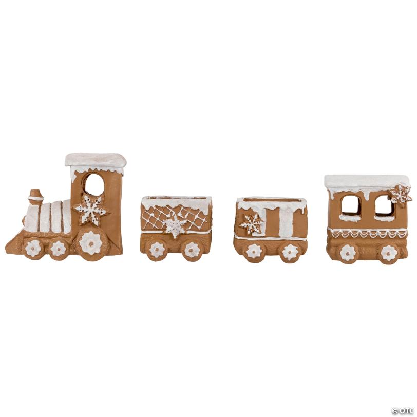 17.75" Frosted Gingerbread Train Tabletop Christmas Decoration