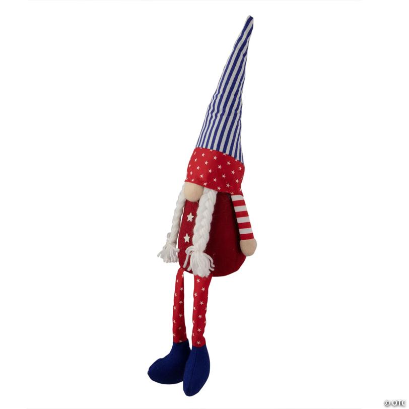 17.75" Sitting Patriotic Girl 4th of July Gnome