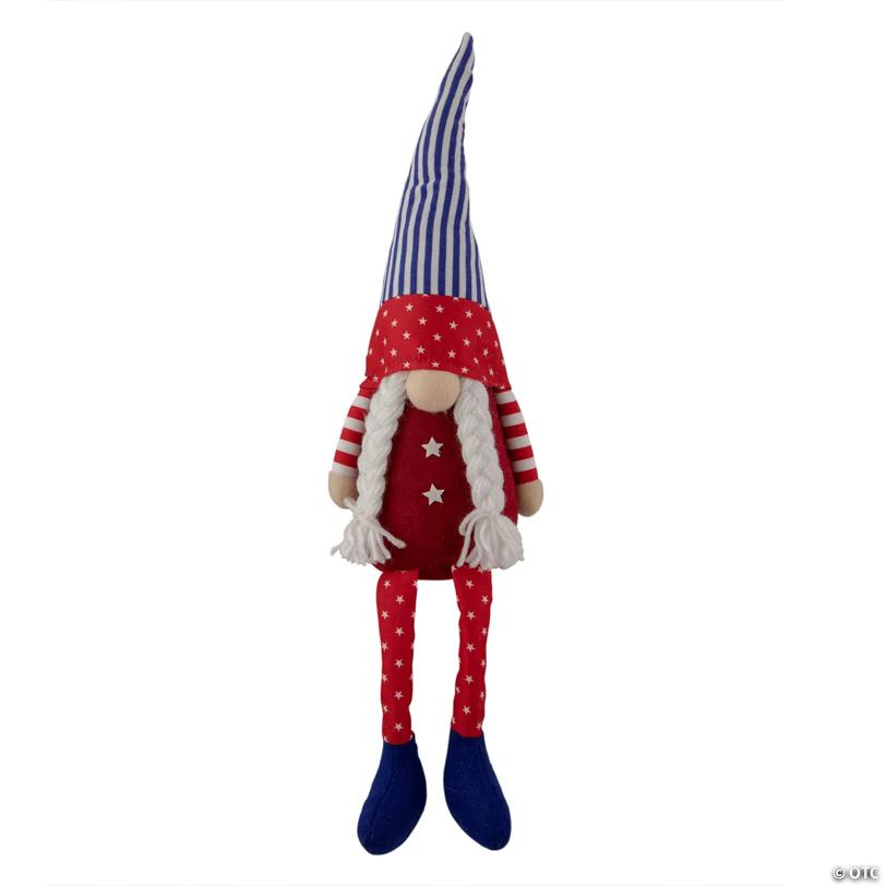 17.75" Sitting Patriotic Girl 4th of July Gnome