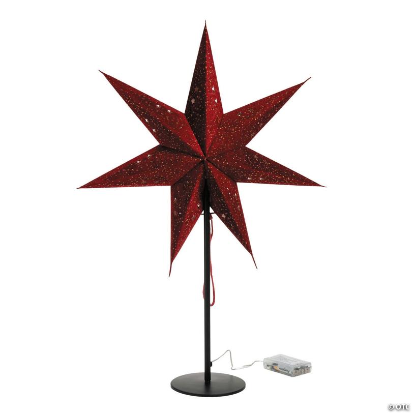 17 3/4" Maroon Light-Up Paper Star Decoration with Stand