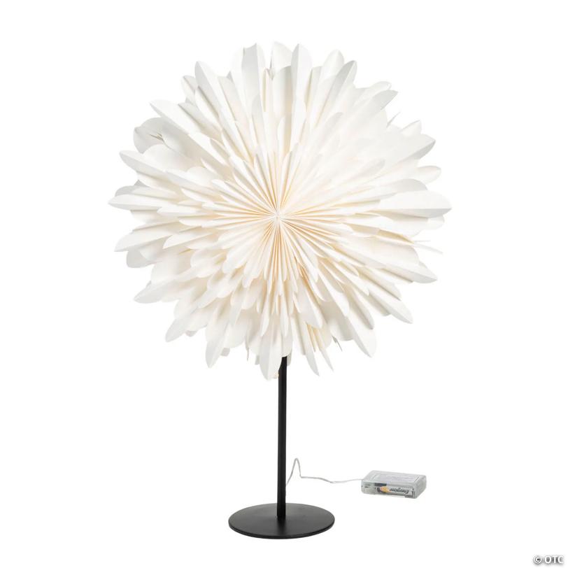 17 3/4" White Light-Up Paper Snowflake Decoration with Stand