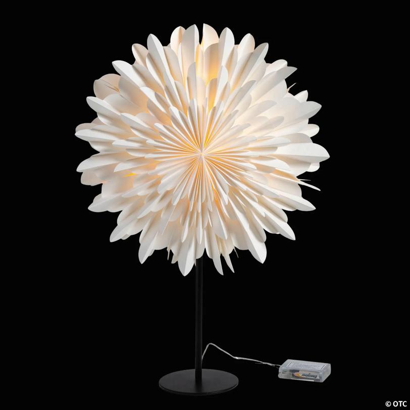 17 3/4" White Light-Up Paper Snowflake Decoration with Stand