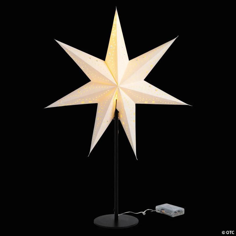 17 3/4" White Light-Up Paper Star Decoration with Stand
