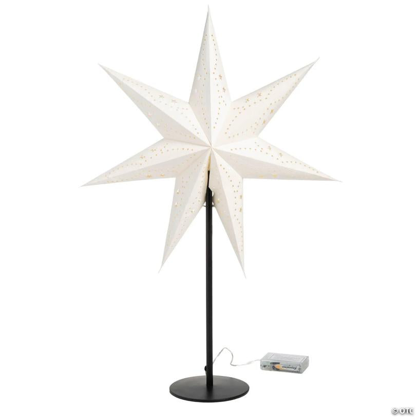 17 3/4" White Light-Up Paper Star Decoration with Stand