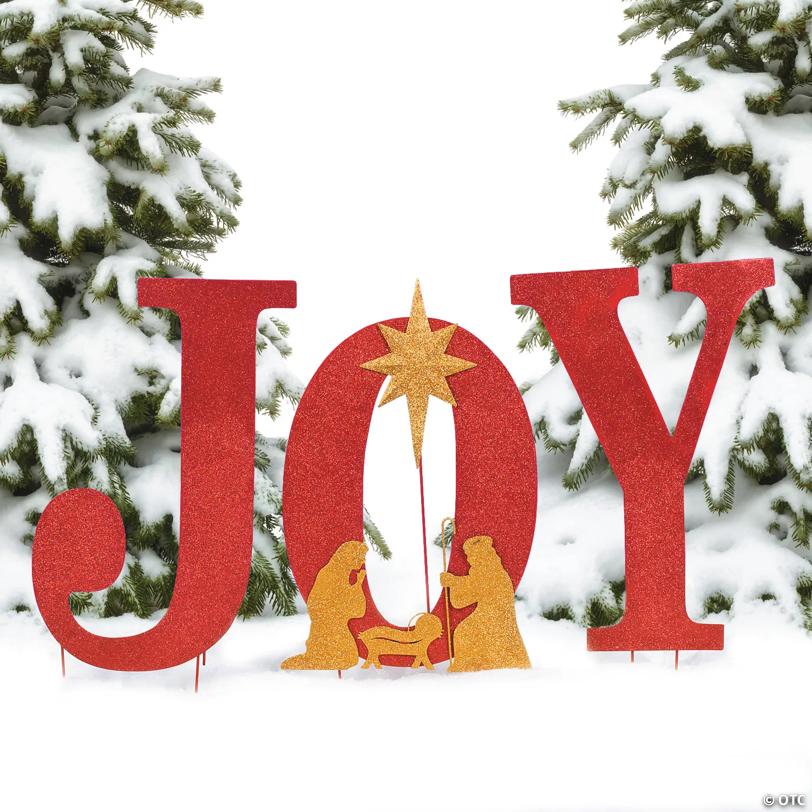 17 3/4" x 26 1/2" Joy Nativity Metal Outdoor Yard Signs - 3 Pc.