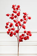 29” Red Flocked Berry Spray