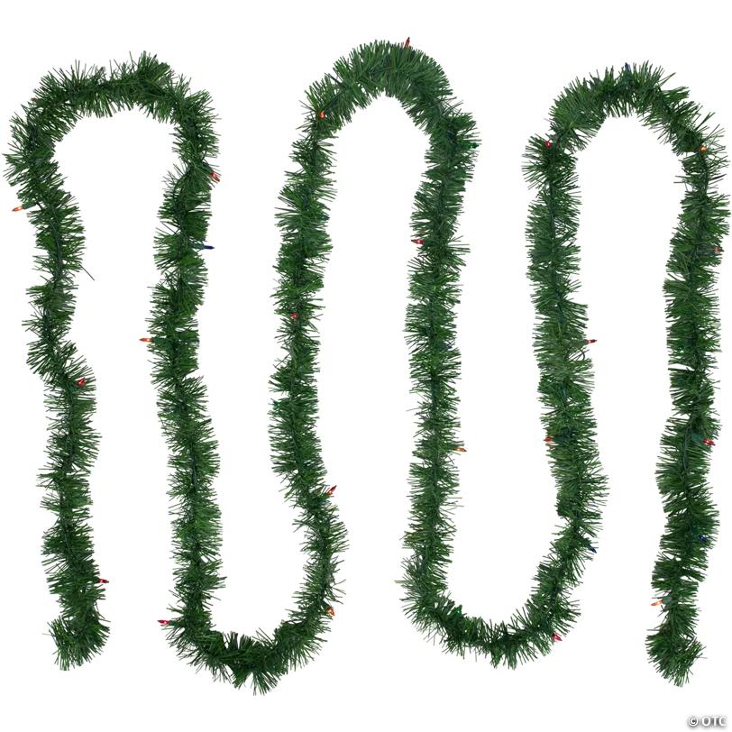 18' Proper 3" Pre-Lit Pine Two-tone Artificial Christmas Garland  Multicolor Lights
