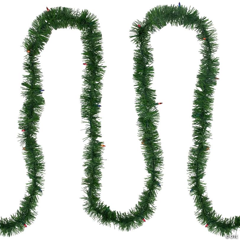 18' Proper 3" Pre-Lit Pine Two-tone Artificial Christmas Garland  Multicolor Lights