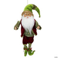 18" Red and Green Poseable Whimsical Elf Christmas Figurine