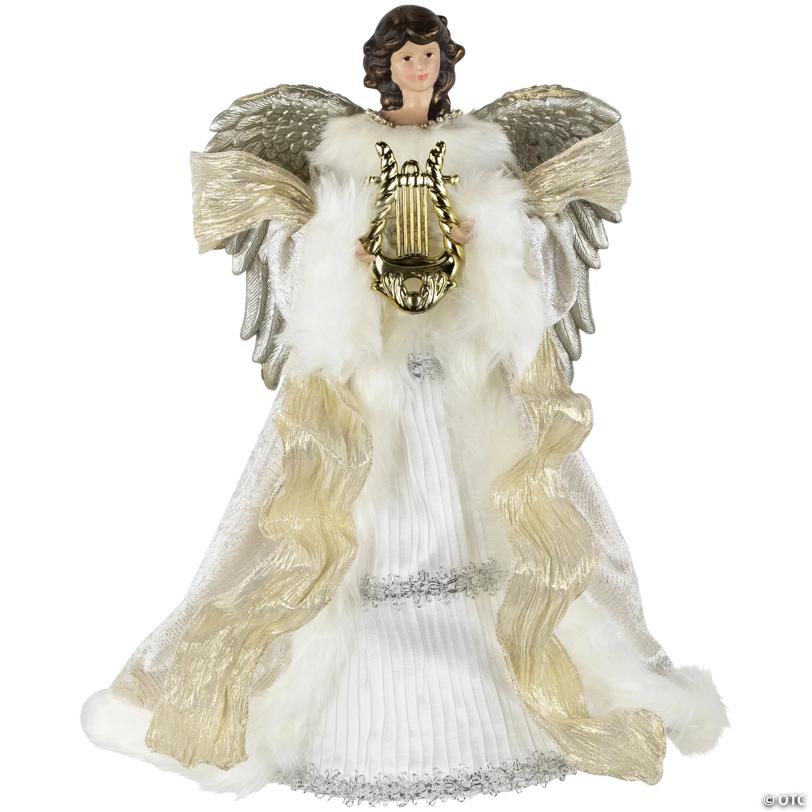18" White and Silver Angel Christmas Tree Topper  Unlit