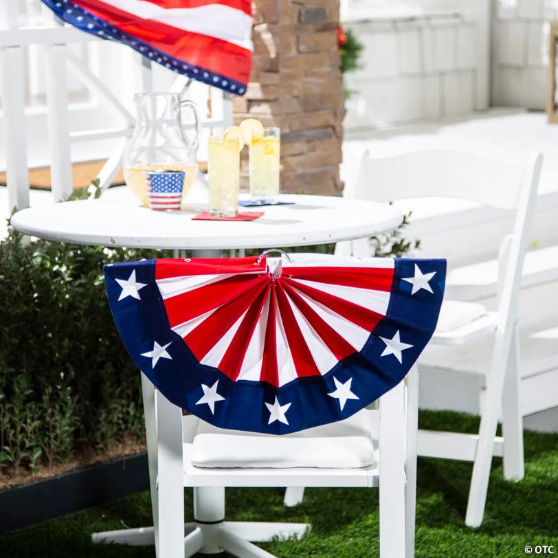 18" x 9" Patriotic Fan Drape Mini Flocked Bunting