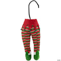 19" Red and Green Striped Elf Legs Christmas Decoration