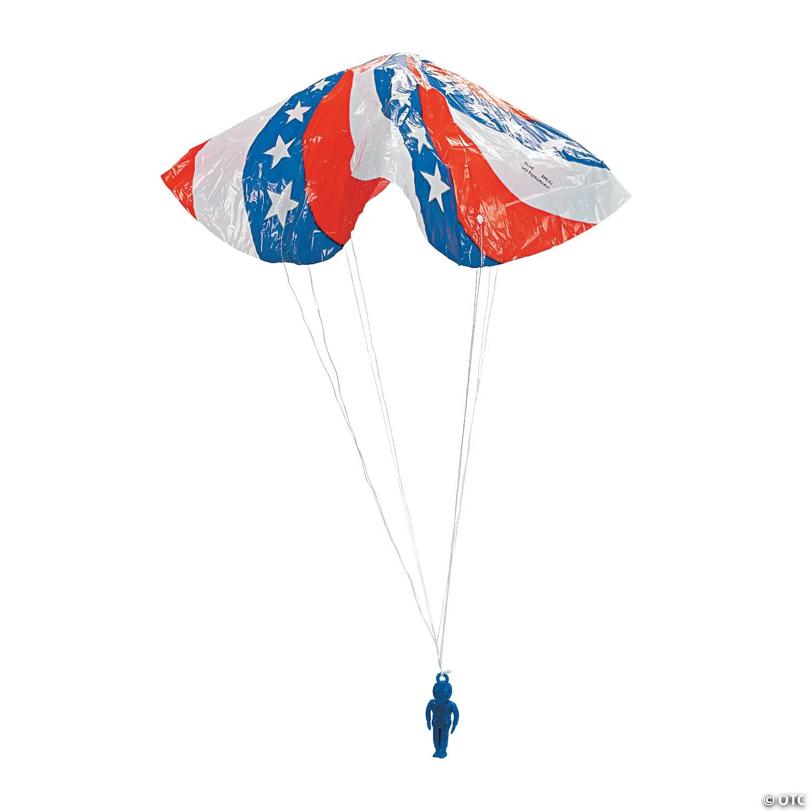 1 1/2" Bulk 48 Pc. Mini Bright Color Patriotic Paratroopers