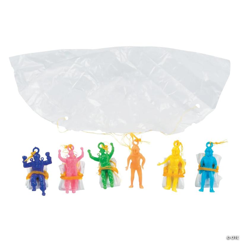 1 1/2" Bulk 72 Pc. Assorted Bright Colors Mini Vinyl Paratroopers