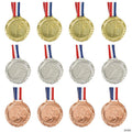 1 1/4" 1st, 2nd & 3rd Place Plastic Award Medals with Striped Ribbon - 12 Pc.